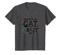 Proud to be Cat Crazy: Feline Lover Typography Art T-Shirt, Kids, Dark Heather Grey, 2 Years