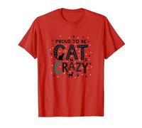 Proud to be Cat Crazy: Feline Lover Typography Art T-Shirt, Men, Red, L