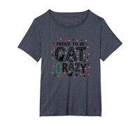 Proud to be Cat Crazy: Feline Lover Typography Art T-Shirt, Women's Plus, Heather Blue, 2X