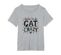 Proud to be Cat Crazy: Feline Lover Typography Art T-Shirt, Women's Plus, Heather Grey, 2X