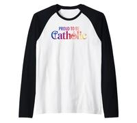 Proud to Be Catholic Eucharist Crucifix Christian Faith Raglan Baseball Tee