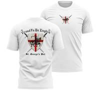Proud to Be English Mens T Shirt St Georges Day Knights Swords England Tee, 3XL, White