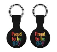 Proud To Be Gay Compatible with Airtag Locator Silicone Protective Case with Keychain 2PCS