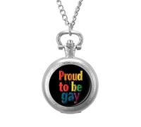 Proud to Be Gay Vintage Pocket Watch with Chain Classic Numerals White Dial