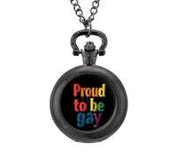 Proud to Be Gay Vintage Pocket Watch with Chain Classic Numerals White Dial