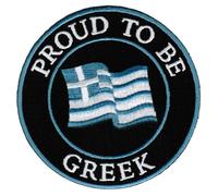 Proud To Be Greek Embroidered Patch Greece Flag Iron-On Biker Emblem