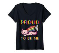 Proud To Be Me, Queer Axolotl, Gay Axolotl, Lgbt, Queer V-Neck T-Shirt