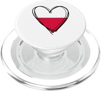Proud To Be Polish I Love Warsaw Poland Flag Heart Graphic PopSockets PopGrip for MagSafe