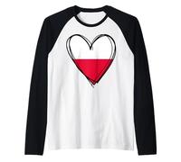 Proud to Be Polish I Love Warsaw Poland Flag Heart Graphic Raglan Baseball Tee