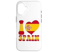 Proud To Be Spanish Dad Mom I Love Spain Flag Heart Graphic Case for iPhone 16