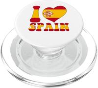Proud To Be Spanish Dad Mom I Love Spain Flag Heart Graphic PopSockets PopGrip for MagSafe