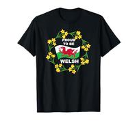 PROUD TO BE WELSH Daffodils Red Dragon T-Shirt