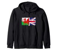 Proud to Love Wales UK? A Vintage Welsh Flag and Union Jack Zip Hoodie