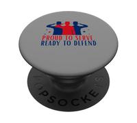 Proud to Serve Ready to Defend Tee National Guard, patriotic PopSockets Adhesive PopGrip