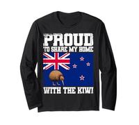 Proud to Share My Home with The Kiwi New Zealand Kiwi Long Sleeve T-Shirt