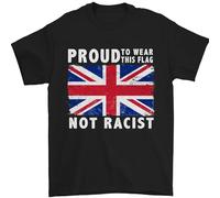 Proud to Wear Flag Not Racist Union Jack Mens T-Shirt 100% Cotton Black XL