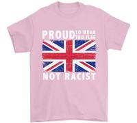 Proud to Wear Flag Not Racist Union Jack Mens T-Shirt 100% Cotton Light Pink L