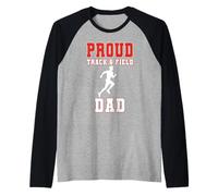 Proud Track & FieldDad Shirt - Game Day Sports Parent Tee Raglan Baseball Tee