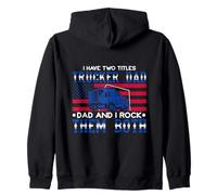 Proud Trucker Dad American Flag Semi Driver Zip Hoodie