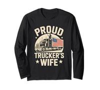 Proud Trucker’s Wife American Flag Trucker Wife Love Long Sleeve T-Shirt