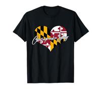 Proud US Citizen Maryland State Flag Heart Chesapeake Bay T-Shirt