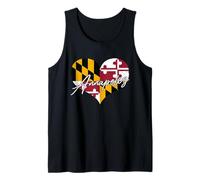 Proud US Citizen Maryland Tee State Map Flag Heart Annapolis Tank Top