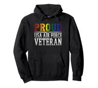 Proud USA Air Force Veteran Rainbow Pride Flag LGBT Pullover Hoodie