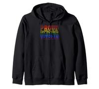 Proud USA Air Force Veteran Rainbow Pride Flag LGBT Zip Hoodie