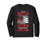 Proud Veteran I Stand For Our Flag I Kneel For The Cross Long Sleeve T-Shirt
