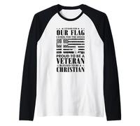 Proud Veteran I Stand For Our Flag I Kneel For The Cross Raglan Baseball Tee