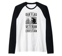 Proud Veteran I Stand For Our Flag I Kneel For The Cross Raglan Baseball Tee