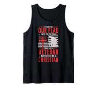 Proud Veteran I Stand For Our Flag I Kneel For The Cross Tank Top