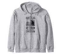 Proud Veteran I Stand For Our Flag I Kneel For The Cross Zip Hoodie