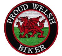 Proud Welsh Biker Embroidered Patch Wales Flag Iron-On Cymru Motorcycle Emblem