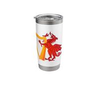 Proud Welsh Dragon Playing Harp Harpist Pride St Davids Day Stainless Steel Insulated Tumbler