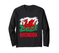 Proud Welsh Flag Rhondda Valley Design Wales Flag Rhondda Long Sleeve T-Shirt