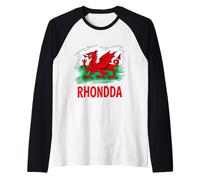 Proud Welsh Flag Rhondda Valley Design Wales Flag Rhondda Raglan Baseball Tee