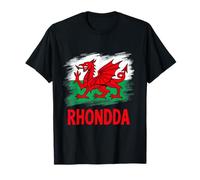 Proud Welsh Flag Rhondda Valley Design Wales Flag Rhondda T-Shirt