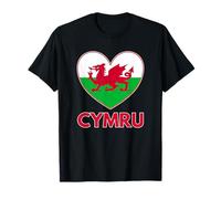 Proud Welsh Roots - I Love Cymru Red Dragon Heart T-Shirt