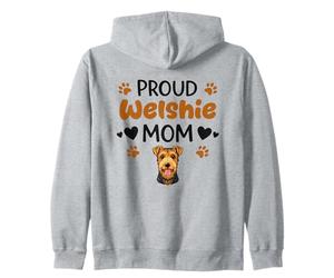 Proud Welshie Mom Welsh Terrier Dog Lover Zip Hoodie