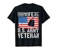 Proud Wife of A U.S. Army Veteran Day US Flag T-Shirt