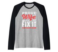 Proud Wife of Mr Fix It Handyman Fixing Repair Mr Fix It Raglan Baseball Tee