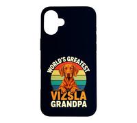Proud World's Greatest Vizsla Grandpa Retro Sunset Dog Case for iPhone 16 Plus