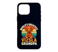 Proud World's Greatest Vizsla Grandpa Retro Sunset Dog Case for iPhone 16 Pro Max