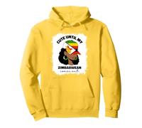 Proud Zimbabwe Flag For Women Girl Zimbabwean Pride Roots Pullover Hoodie, Adult Unisex, Lemon Yellow, XX-Large