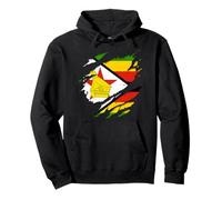 Proud Zimbabwean Design | Torn Ripped Zimbabwe Flag Pullover Hoodie