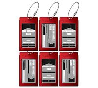ProudGuy Luggage Tags Business Card Holder - 6 Pack Metal Tags, Red, Rectangular, Aluminum Alloy, 2.35" x 4.15" x 0.15", Perfect for Suitcases, Backpacks, and Carry-Ons