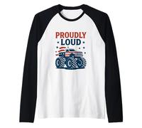 Proudly Loud Monster Truck Design Raglan Baseball Tee