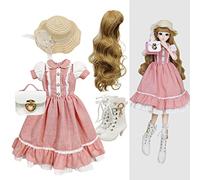Proudoll 1/3 BJD Doll Clothes Outfit Set - Handcrafted Stylish Pink Dress, Hat. Handbag and Boots, Compatible with 1/3 60cm 24in SD Dolls