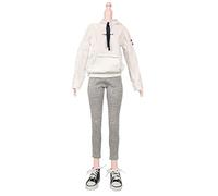 Proudoll Fleece Sportswear Casual Hoodie Joggers Canvas Shoes Set for 1/3 BJD Doll 60cm 24inches Dolls (White+Gray)